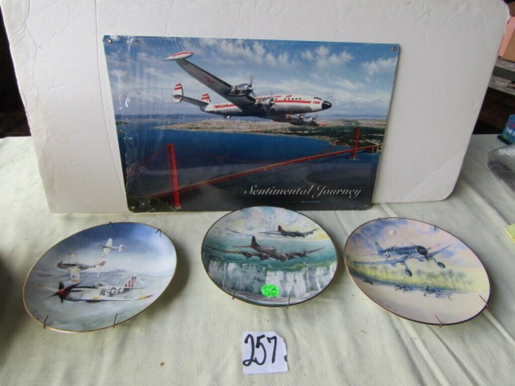 5- FIGHTER AIRPLANE COLLECTOR PLATES, TWA