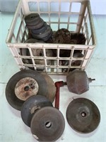 Assorted grinding wheels, wire brush