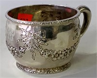 Sterling cup, Gorham, bows and flower drapes on