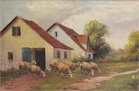 Vitollo, 19th C Italian Farmhouse, Oil on Canvas