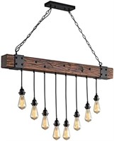 SEALED - 8 Lights Industrial Wooden Vintage Pendan