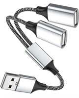 New, 2 packs, USB A Splitter, USB A Male to 2