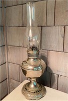 Vintage Silver Toned Metal Oil Lamp