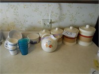 Canisters, Corelle, pitcher & glasses