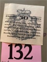 1920 FUNFZIG 50 HELLER