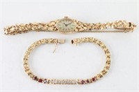Ladies Gold Bracelet and Watch