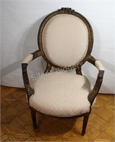 Victorian Carved Wood Circular Back  Arm Chair