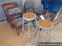 (4) ARM CHAIRS, (2) STOOLS