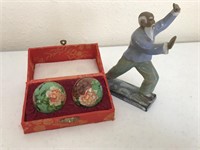 Vintage Tai Chi Figurine & Chinese Health Balls