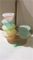 Colored stackable Tupperware bowls