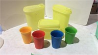 Juice Tupperware containers,  kids glasses