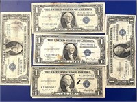 (5) Well Circulated 1935 Silver Certificates