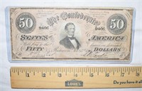 1864 FIFTY DOLLAR CONFEDERATE NOTE -
