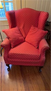Vintage wing back chair with wide cushion seat ,