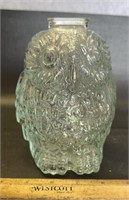 GLASS COIN BANK-WISE OLD OWL