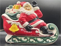 Vintage Santa Sleigh Blowmold 9” Tall