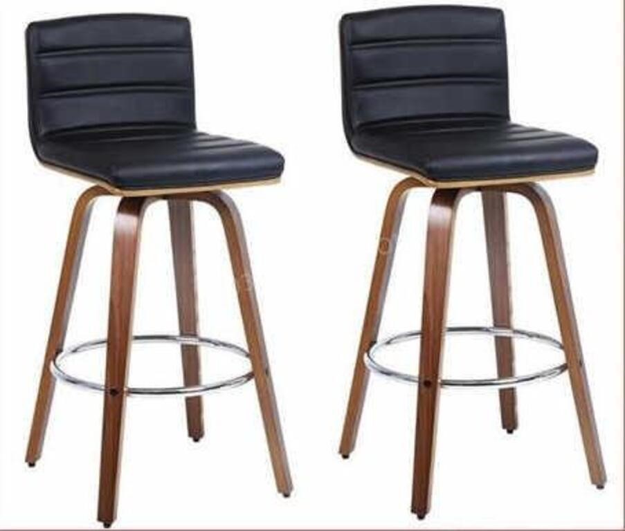 Set of 2 Moustache 28" Wood Swivel Stools - NEW