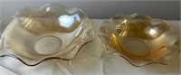 2 Vintage Marigold  Scalloped Carnival Glass
