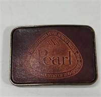 Advertising Pearl Lager belt buckle gold tone