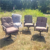 Set of 4 Swivel, Rocking Metal Patio Chairs with