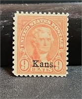 U.S. 9c Kansas overprint stamp
