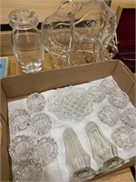 CUT GLASS SALTS - S& P SHAKERS - CRYSTAL TRAY ETC.