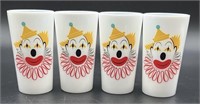 4 Vintage Hazel Atlas Clown Tumblers