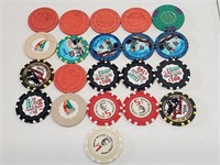 21 Various Las Vegas Nevada Casino Chips