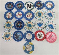 21 Various Las Vegas Nevada Casino Chips