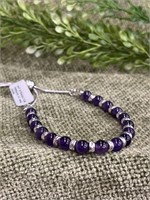 Sterling Silver Dainty Purple Amethyst Bracelet