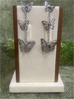 Silver Butterfly Dangle Stainless Steel Earrings