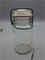 Clear glass wire top  half pint canning jar