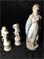 3 porcelain figurines.  Angles are Ardalt, Japan,