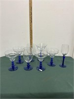 Libbey Blue Stemmed Glassware Lot