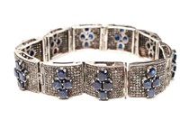 Sapphires Diamonds & Silver Hinged Bracelet