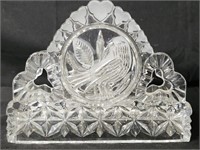 Vintage Etched Crystal Napkin Holder Bird Design