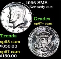 1966 SMS Kennedy Half Dollar 50c Grades sp67+ cam