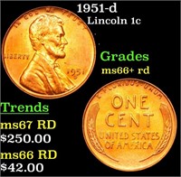 1951-d Lincoln Cent 1c Grades GEM++ RD