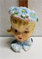Vintage Winking Girl Head Vase Napco