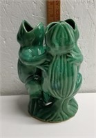 Dpt 56 Green Ceramic Hugging Frogs Vase