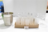 Ice Bucket & Assorted Glassware
