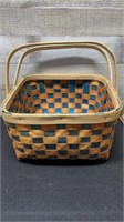 Antique Mi'kmaq Dyed Ash Splint Gathering Basket G