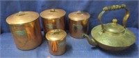 stackable copper canister set & tea pot