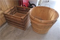 Wood Crate, Baskets, Terra Cotta Pots