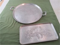 2 Everlast Aluminum Trays 1 Floral 1 bread tray