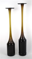 PAIR MCM STYLE TALL BOTTLE VASES