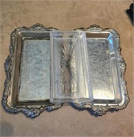 2 DECORATIVE EP SILVER BUTTER DISH/1 GLASS INSERT