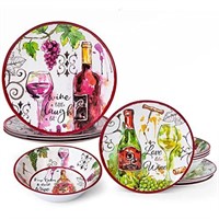 LEHAHA 12-Piece Tuscany Melamine Dinnerware Sets,