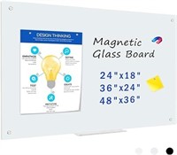 Queenlink Magnetic Glass Whiteboard For Wall, 36"
