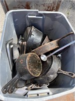 Tote Fulll of Old Cast Iron Cookware